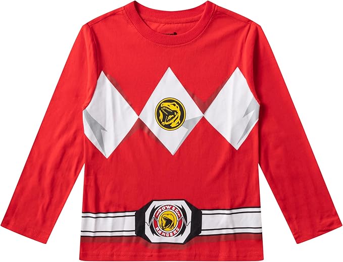 Hasbro Power Rangers Boys’ Long Sleeve Shirt and Jogger Pants Set for Little Kids – Blue/Red