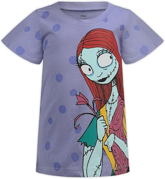 Disney Nightmare Before Christmas Girls’ T-Shirt 3 Pack for Toddler and Big Kids – Black/Lilac/Multicolor