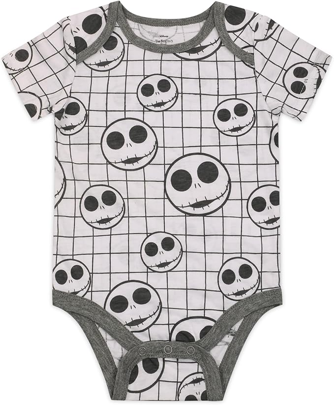 Disney Nightmare Before Christmas Boys’ Jack Skellington 3 Pack Bodysuits for Infant – Grey