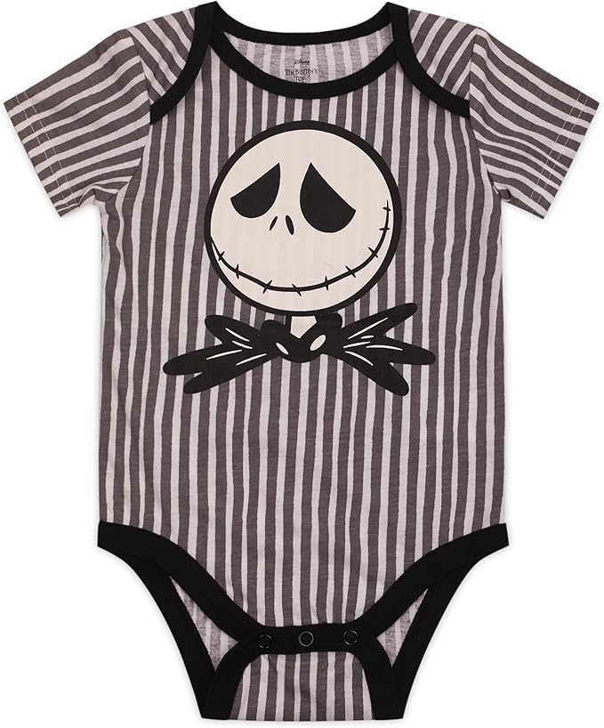 Disney Nightmare Before Christmas Boys’ Jack Skellington 3 Pack Bodysuits for Infant – Grey