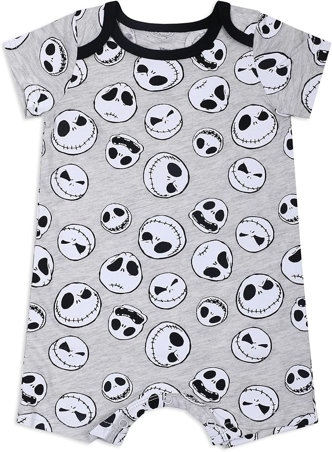 Disney Nightmare Before Christmas Boys’ Coverall Bodysuit and Short Sleeve Bodysuit for Newborn and Infant – Grey