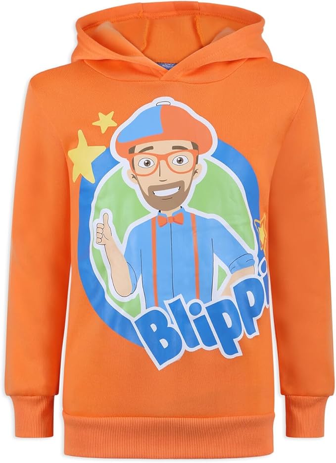 Blippi Boys Zip Up Hoodie and Pullover Hooded Sweatshirt for Toddlers and Little Kids – Blue/Orange