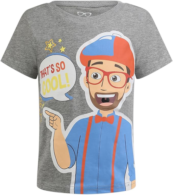 Blippi Boys 3 Piece T-Shirt, Zip Up Hoodie and Joggers Set for Toddler and Little Kids – Blue/Grey