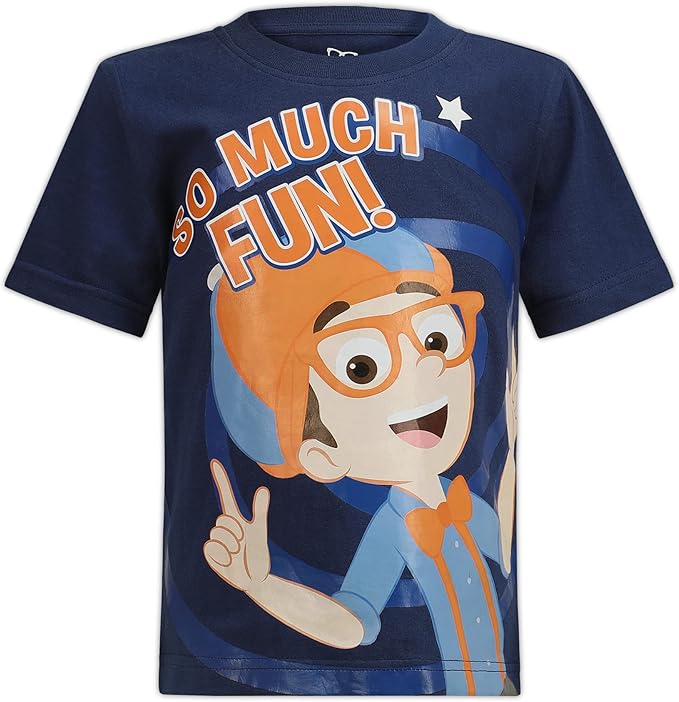 Blippi Boys’ T-Shirt and Jogger Pant Set for Little Kids – Navy/Grey