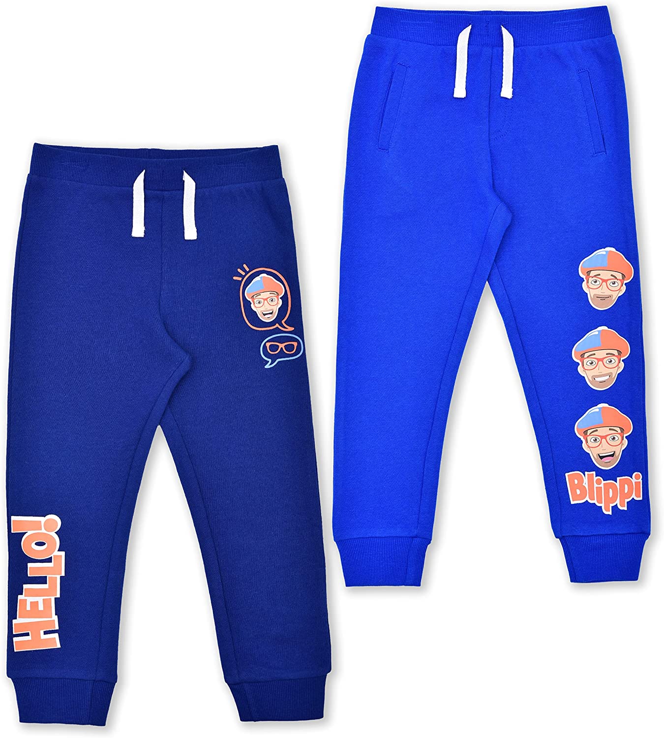 Blippi Boy's 2 Pack Jogger Sweatpant with Drawstring and Elastic Waistband for Toddlers and Big Kid - Blue/Navy