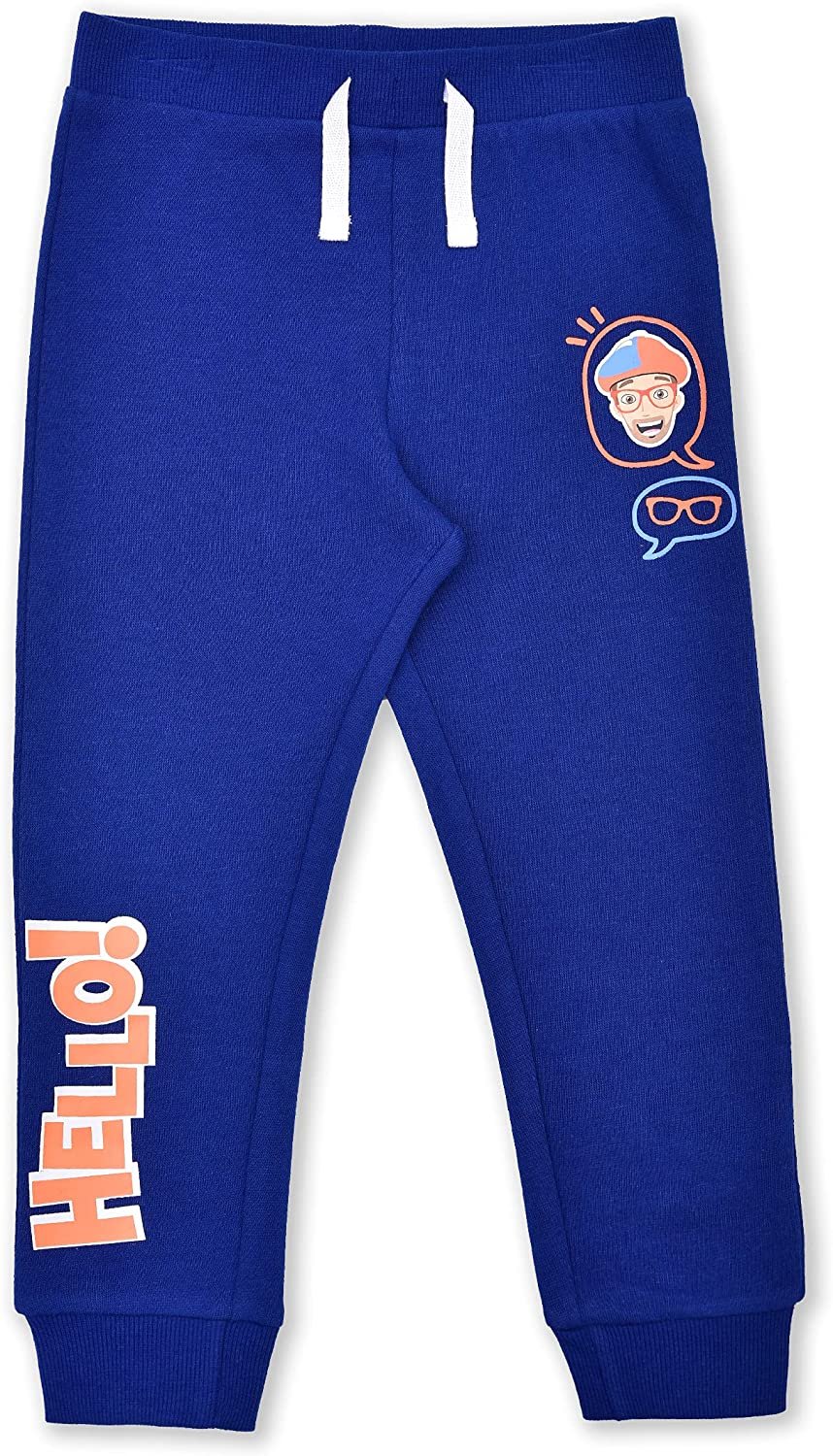 Blippi Boy's 2 Pack Jogger Sweatpant with Drawstring and Elastic Waistband for Toddlers and Big Kid - Blue/Navy