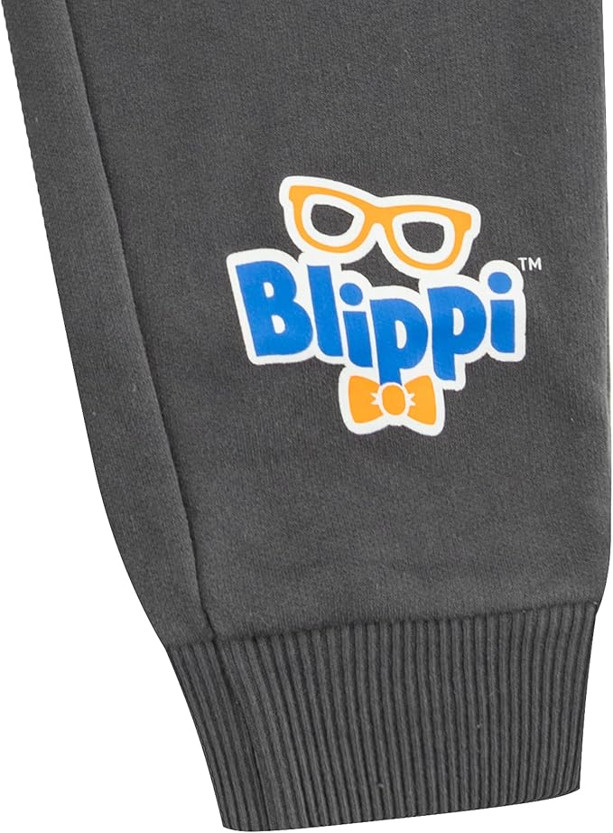 Blippi Boys Long Sleeve T-Shirt and Jogger with Drawstring Set for Little Kids – Blue/Black