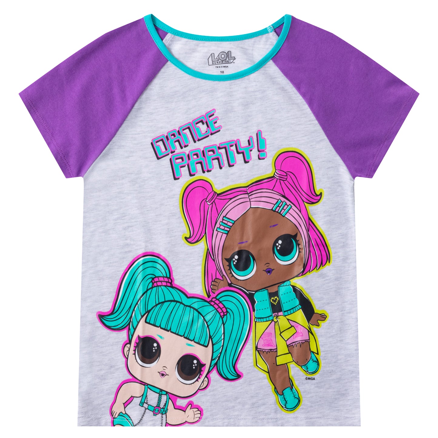 L.O.L. Surprise! Dolls Girls’ T- Shirt and Shorts Set for Little and Big Kids – Purple/Grey