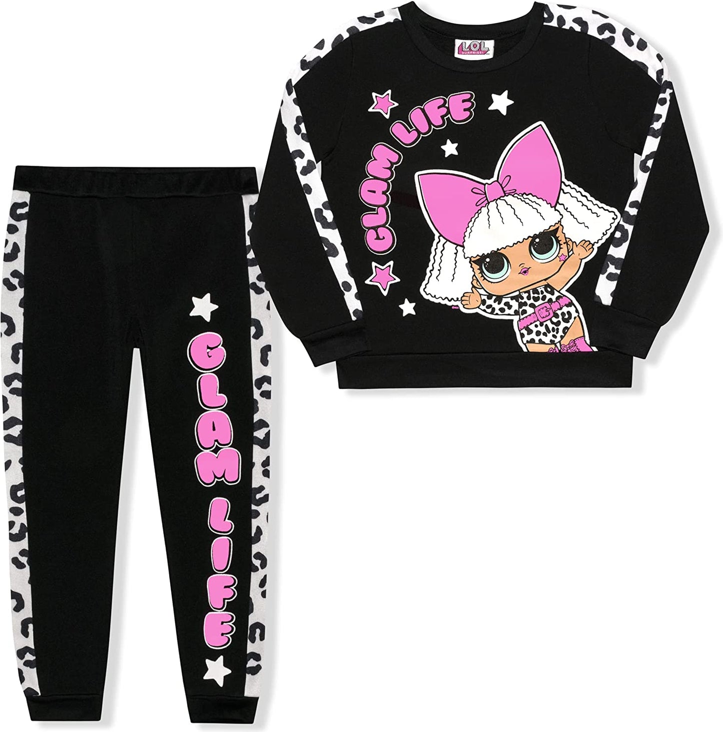 L.O.L. Surprise! Dolls Girls Sweatshirt and Jogger Set for Little and Big Girls – Pink/Black