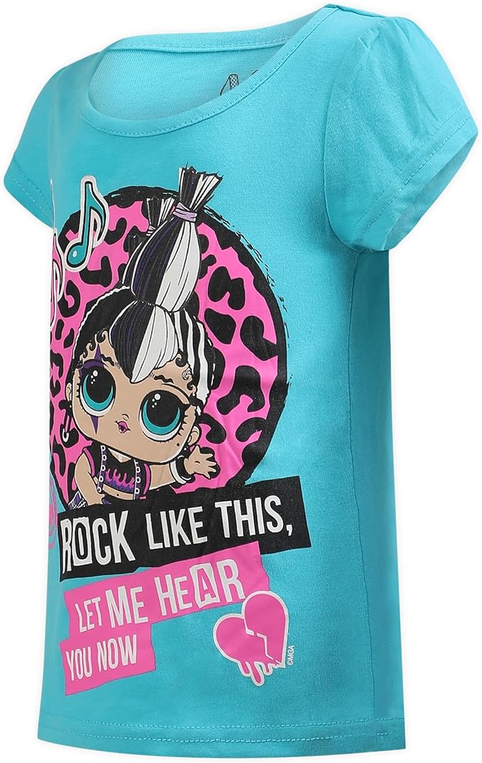 L.O.L. Surprise! Dolls Girls’ Zip Up Hoodie, T-Shirt and Legging Set for Little and Big Kids – Pink/Blue/Black