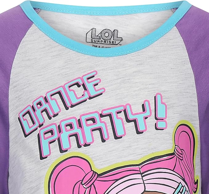 L.O.L Surprise! Girls’ Long Sleeve T-Shirt and Jogger Set for Little and Big Kids – Purple/Grey