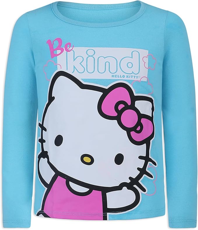 Hello Kitty Girls’ 3 Pack Long Sleeve Shirt for Infant, Toddler, Little and Big Girls – Pink/Blue/White