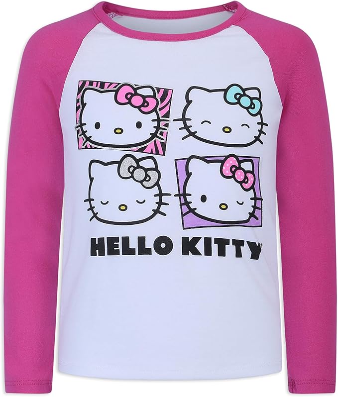 Hello Kitty Girls’ 3 Pack Long Sleeve Shirt for Infant, Toddler, Little and Big Girls – Pink/Blue/White