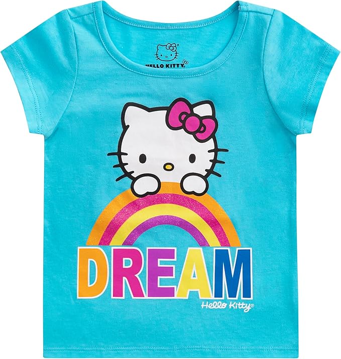 Hello Kitty Girls’ 4 Pack T-Shirt for Toddler, Little and Big Kids – Pink/Blue/Grey/Black