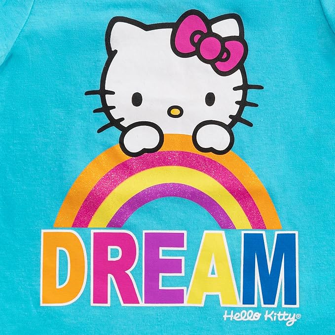 Hello Kitty Girls’ 4 Pack T-Shirt for Toddler, Little and Big Kids – Pink/Blue/Grey/Black