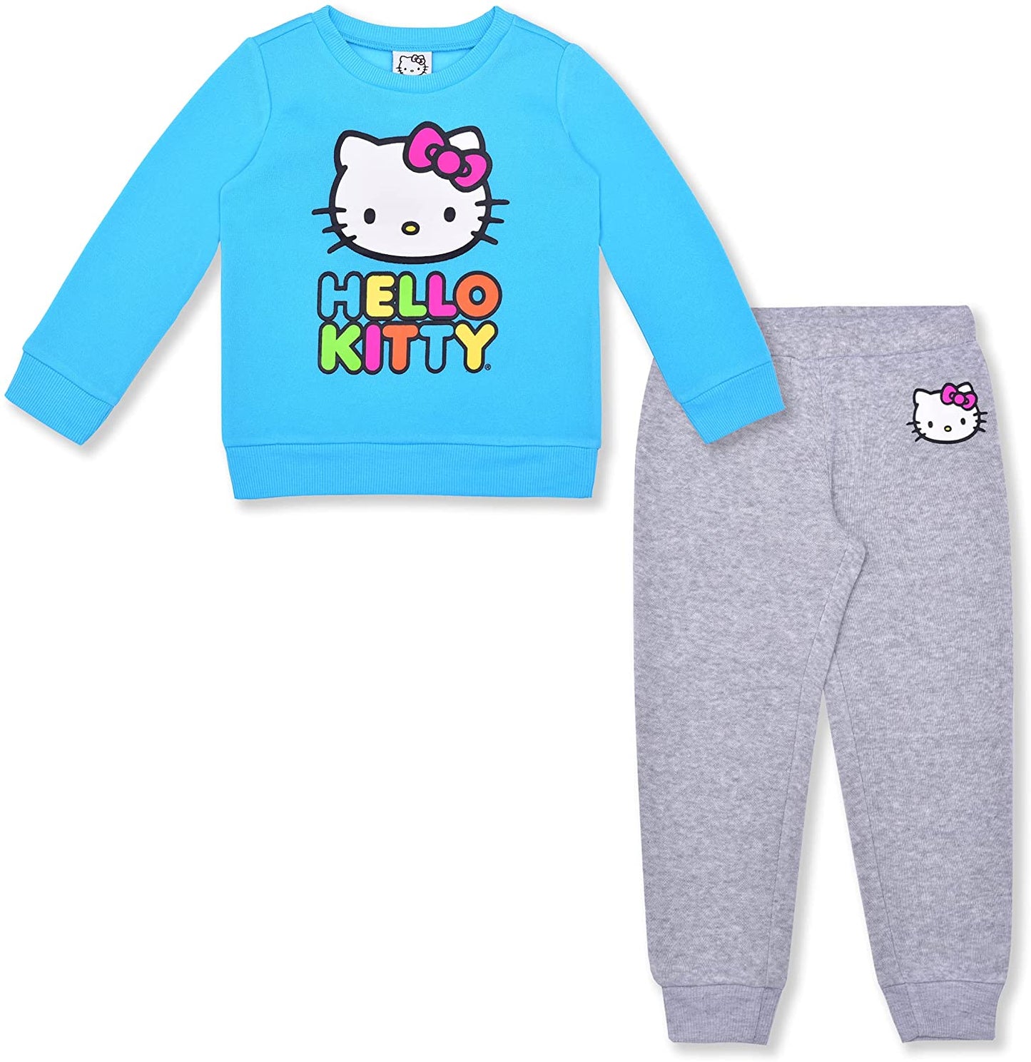 Hello Kitty Girls’ Sweatshirt and Jogger Pant Set for Infant and Toddler – Blue/Grey