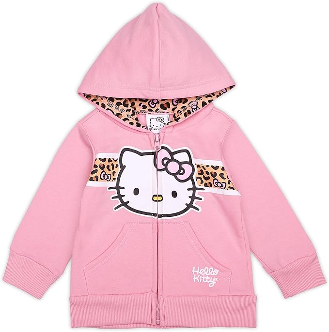 Hello Kitty Girls 2 Piece Zip Up Hoodie and Jogger Set for Infant, Toddler, Little and Big Kid - Grey/Pink