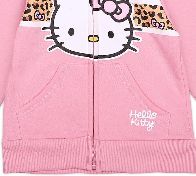 Hello Kitty Girls 2 Piece Zip Up Hoodie and Jogger Set for Infant, Toddler, Little and Big Kid - Grey/Pink