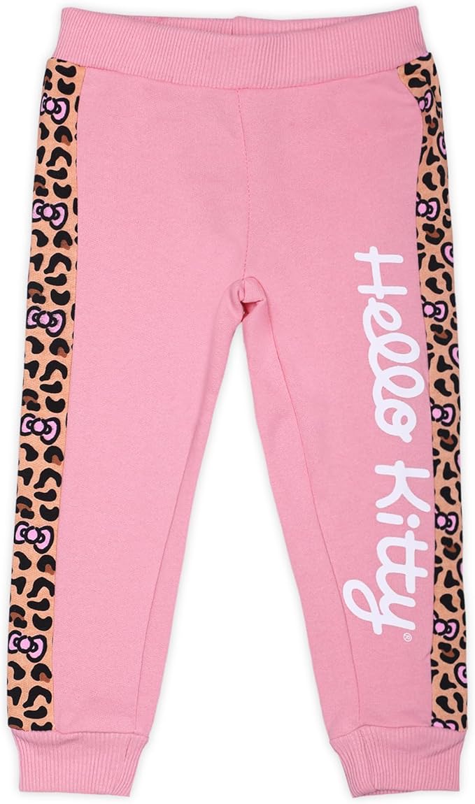 Hello Kitty Girls 2 Piece Zip Up Hoodie and Jogger Set for Infant, Toddler, Little and Big Kid - Grey/Pink