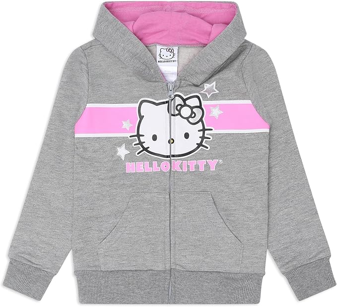 Hello Kitty Girls’ Zip Up Hoodie and Jogger Set for Infant, Toddler, Little and Big Kids – Grey