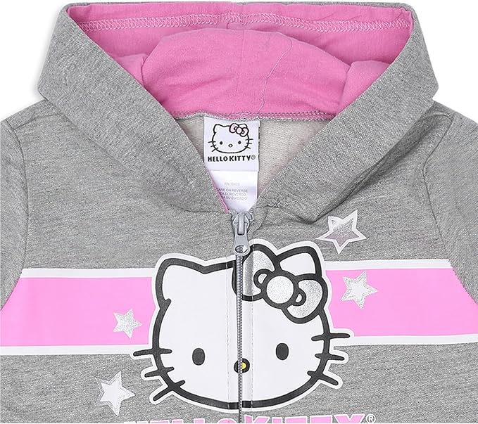 Hello Kitty Girls’ Zip Up Hoodie and Jogger Set for Infant, Toddler, Little and Big Kids – Grey