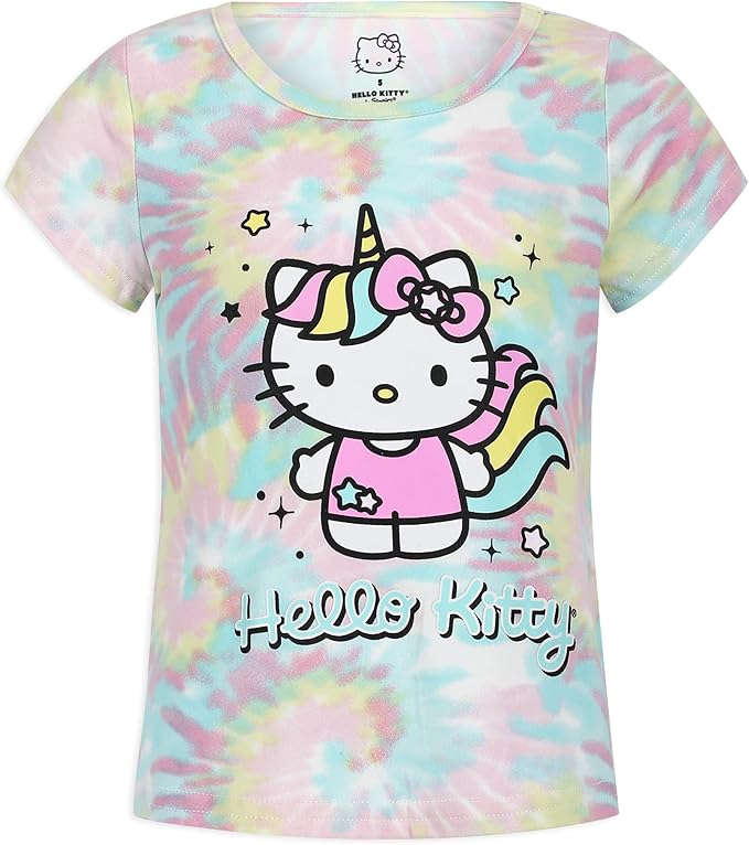 Hello Kitty Girls Short Sleeve Shirt and Shorts Set for Infant, Toddler and Little Kids – Blue/Pink
