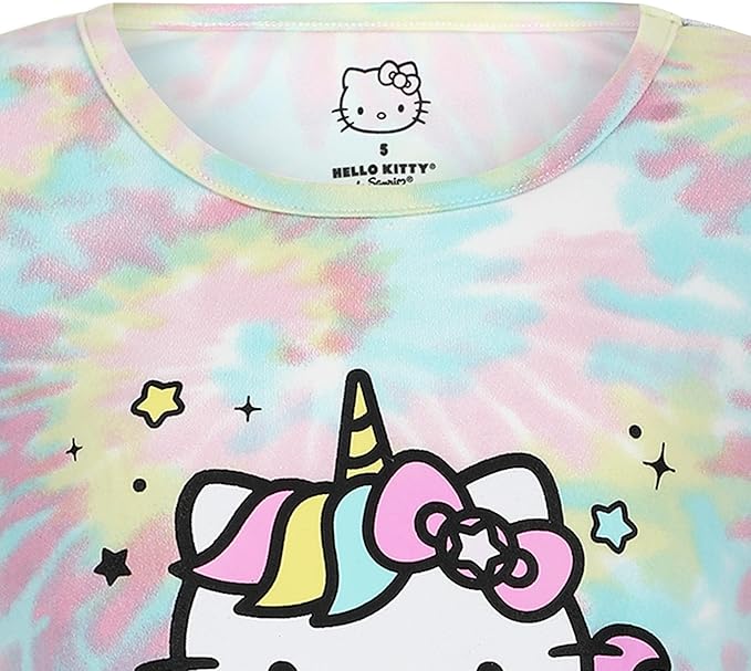 Hello Kitty Girls Short Sleeve Shirt and Shorts Set for Infant, Toddler and Little Kids – Blue/Pink