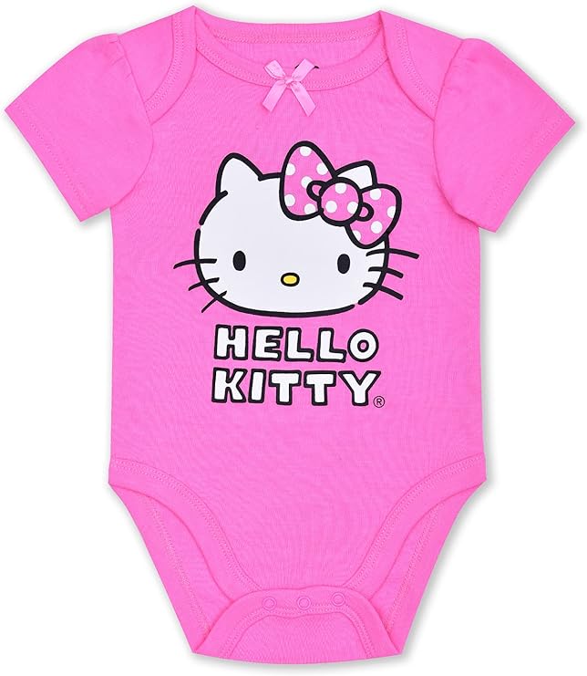 Hello Kitty 2 Piece Pink and White Polka Dot Print Creeper and Jogger Set