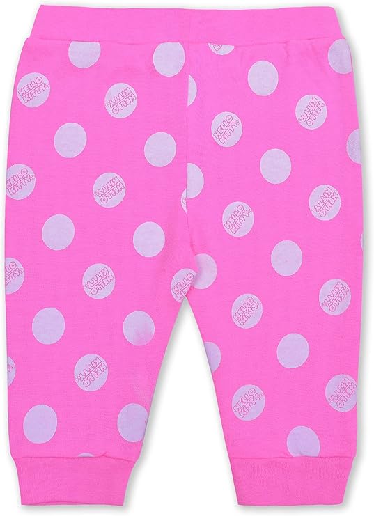 Hello Kitty 2 Piece Pink and White Polka Dot Print Creeper and Jogger Set