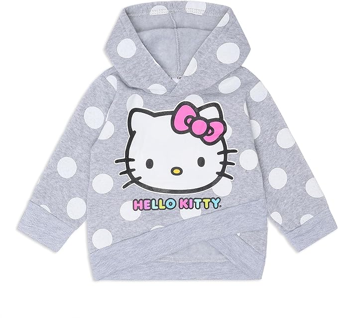 Hello Kitty Girls 2 Piece Hoodie and Legging Set for Infant, Toddler, Little and Big Girl - Grey/Pink