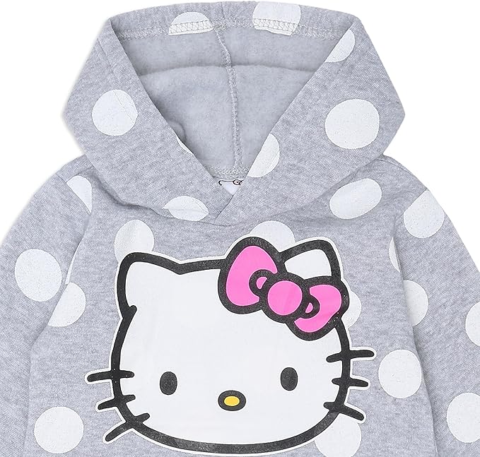 Hello Kitty Girls 2 Piece Hoodie and Legging Set for Infant, Toddler, Little and Big Girl - Grey/Pink