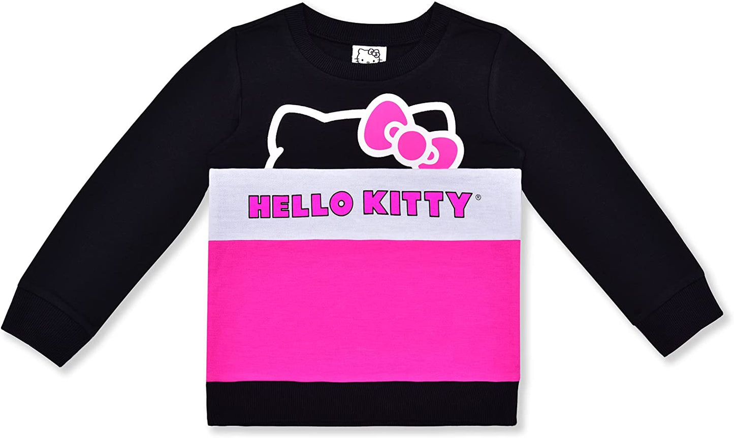 Hello Kitty Girls 2 Piece Sweatshirt and Legging Set for Toddler, Little and Big Girls - Pink/White/Black