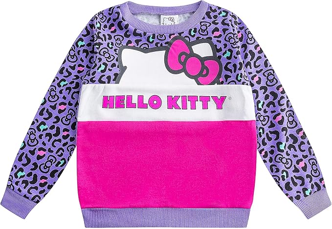 Hello Kitty Girls 2 Piece Sweatshirt and Legging Set for Toddler, Little and Big Girls - Pink/Purple/Black