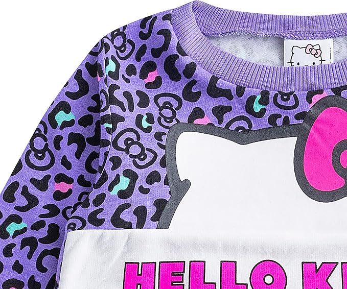 Hello Kitty Girls 2 Piece Sweatshirt and Legging Set for Toddler, Little and Big Girls - Pink/Purple/Black