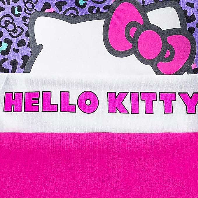 Hello Kitty Girls 2 Piece Sweatshirt and Legging Set for Toddler, Little and Big Girls - Pink/Purple/Black