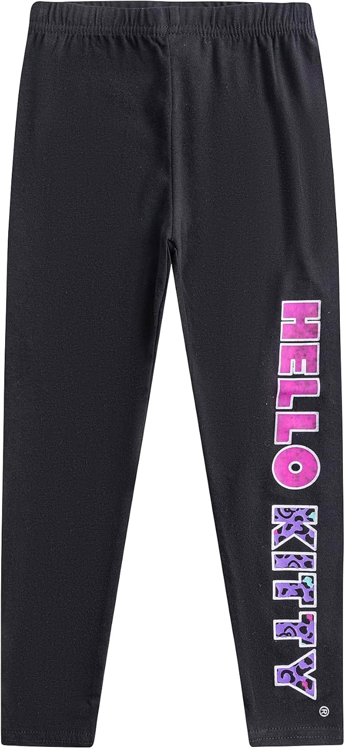 Hello Kitty Girls 2 Piece Sweatshirt and Legging Set for Toddler, Little and Big Girls - Pink/Purple/Black