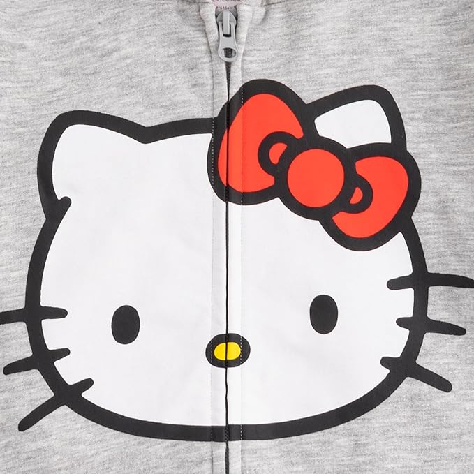 Hello Kitty Girls’ Zip Up Hoodie for Infant, Toddler, Little and Big Kids – Grey