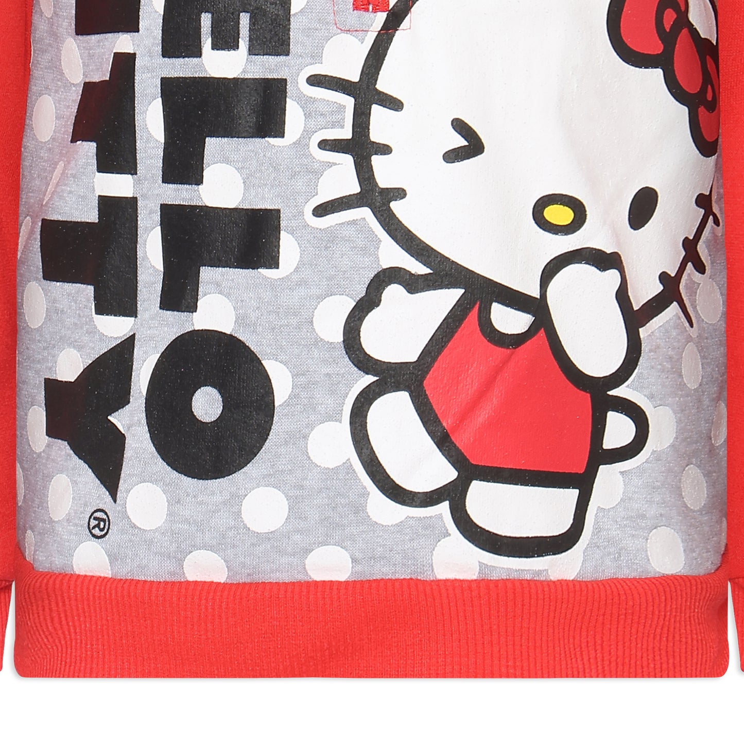 Hello Kitty Sanrio Girls Half Zip Up Hoodie for Toddlers, Little and Big Girls - Red or Pink