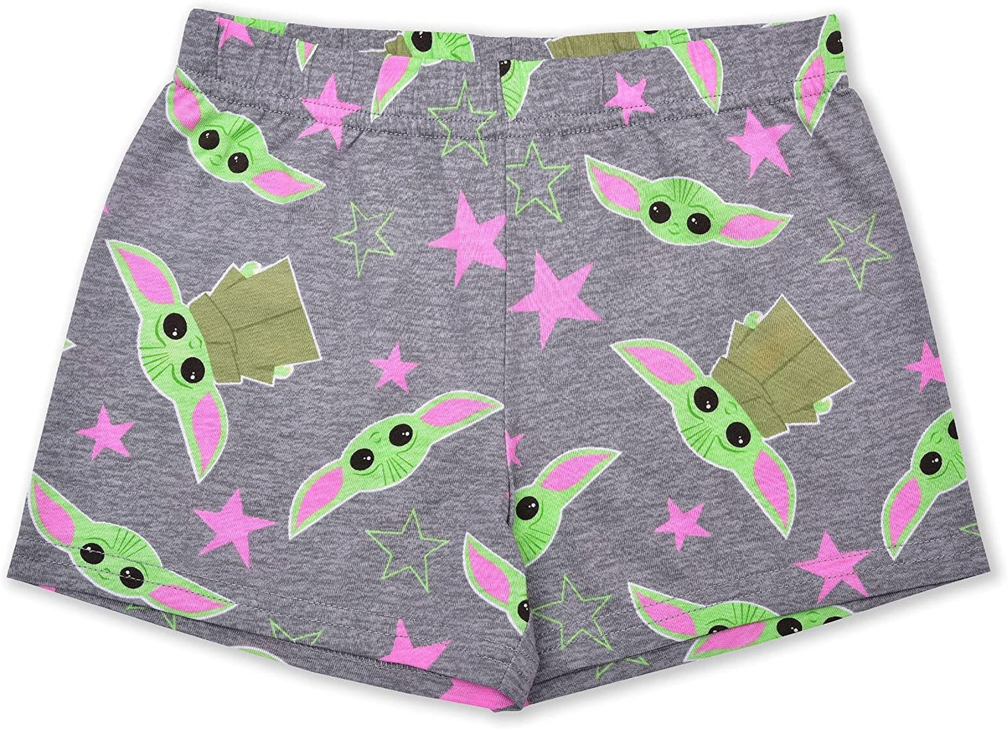Star Wars Baby Yoda Girls’ T- Shirt and Short Set for Toddler and Little Kids – Pink/Grey