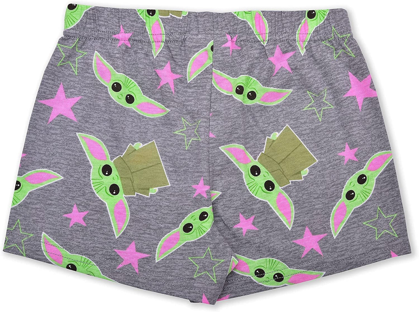 Star Wars Baby Yoda Girls’ T- Shirt and Short Set for Toddler and Little Kids – Pink/Grey