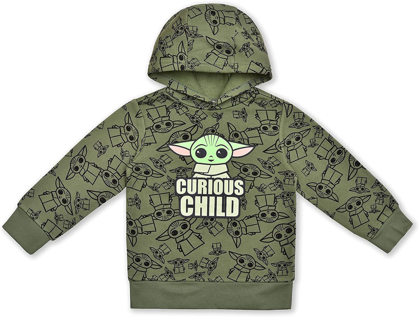 Star Wars The Mandalorian Baby Yoda Boys’ Hooded Sweatshirt and Jogger Set for Infant, Toddler and Little Kids – Green