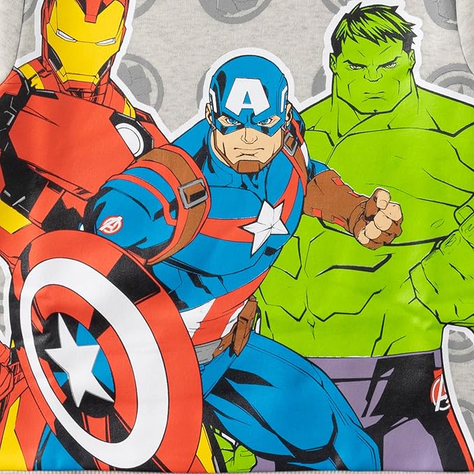 Marvel Avengers Boys Captain America, Ironman and Hulk 2 Piece Sweatshirt and Jogger Set for Toddlers and Little Kids - Grey
