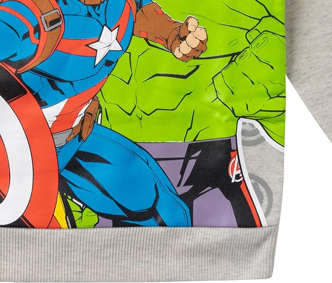 Marvel Avengers Boys Captain America, Ironman and Hulk 2 Piece Sweatshirt and Jogger Set for Toddlers and Little Kids - Grey