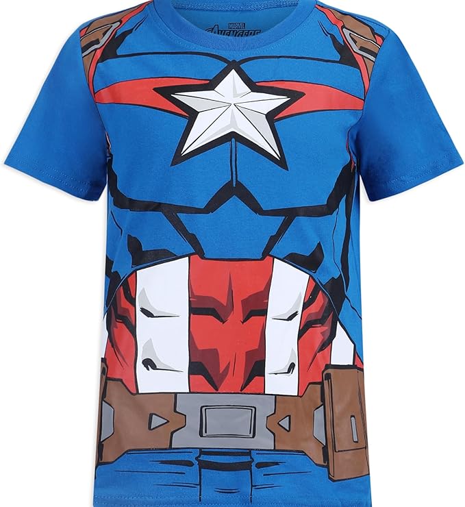 Marvel Avengers Boys’ Captain America, Thor, Hulk or Iron Man T-Shirt and Jogger Set for Toddler and Little Kids