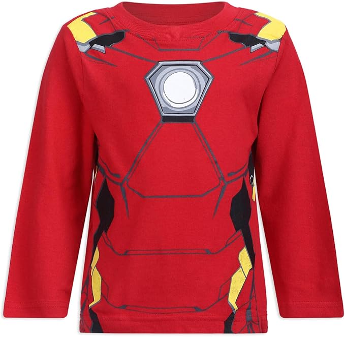 Marvel Avengers Boys’ Long Sleeve Shirt Costume and Jogger Set for Toddler and Little Kids – Blue/Navy/Red/Black/Green