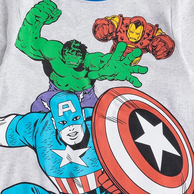 Marvel Avengers Boys Captain America, Ironman and Hulk Long Sleeve T-Shirt and Jogger Set for Toddler and Little Kids