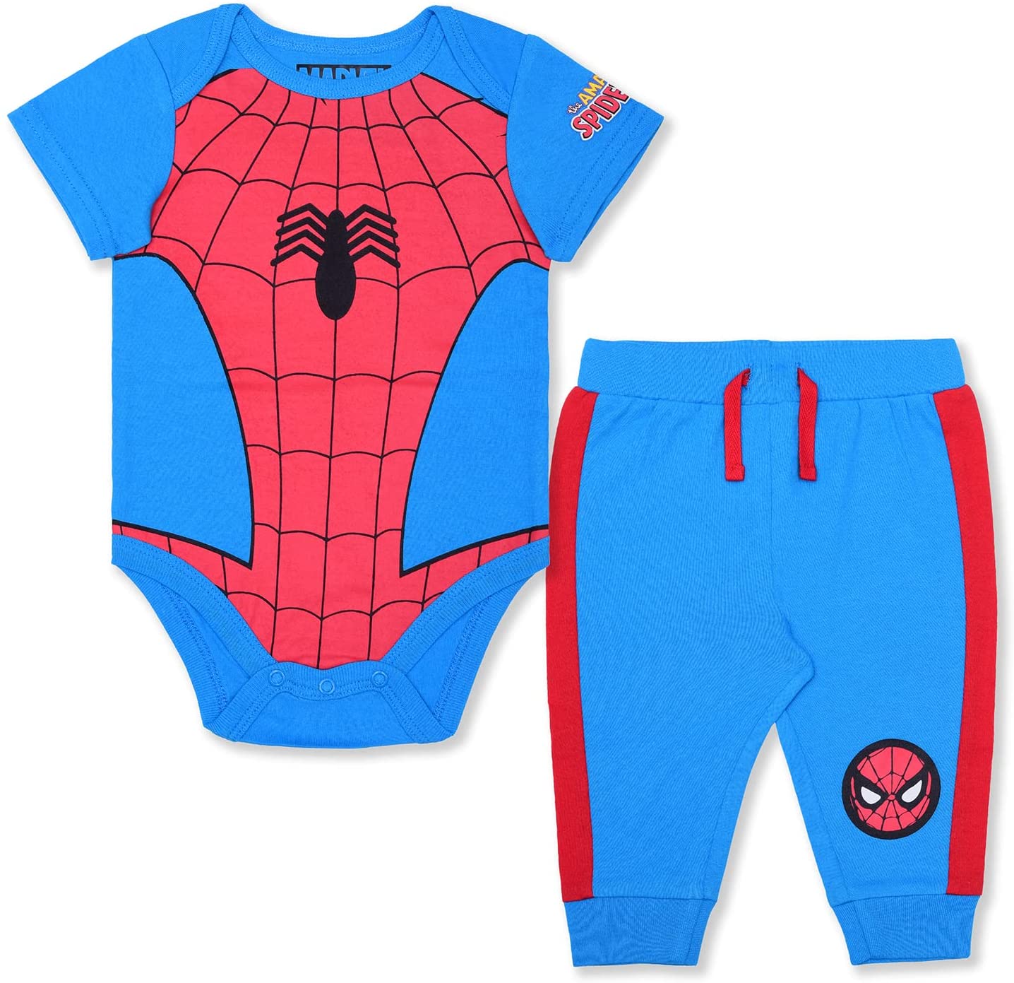 Marvel Avengers Boys’ Bodysuit and Jogger Set for Newborn and Infant –Blue/Navy/Red/Green/Black/Grey