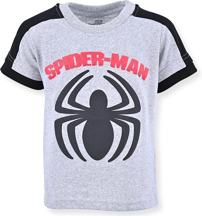Marvel Spiderman 3 Pack Boys T-Shirts for Toddlers and Little Kids – Red/Black