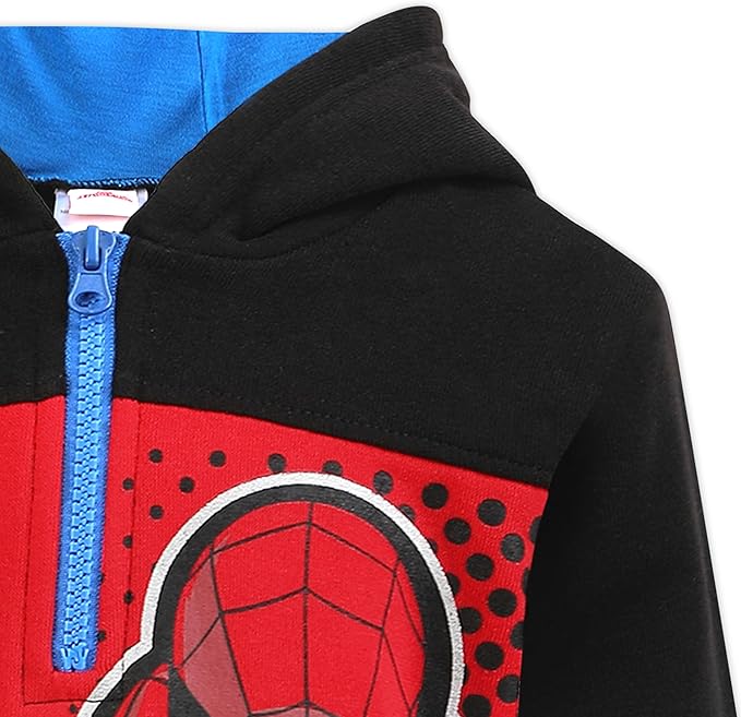 Marvel Spiderman Zip Up Hoodie for Toddler Boys and Big Kids – Black