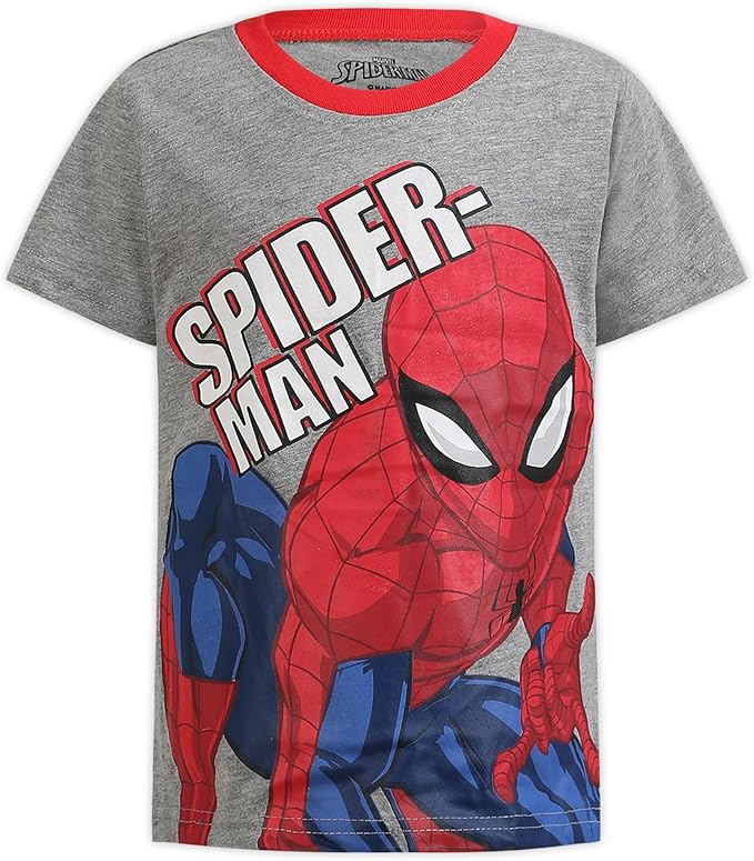Marvel Spiderman Boys’ Zip-Up Hoodie, T-Shirt and Jogger Set for Toddler and Little Kids – Red/Grey/Black